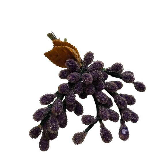 Antique Unusual Purple Sugared Wired Spray Brooch (A9016) - Picture 3 of 5